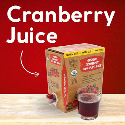Organic Cranberry Juice Box 101.4 Fl Oz | Pure Fruit Juice, Not From Concentrate | Organic, Vegan, Non-GMO | No Added Sugar, Easy-Pour Tap Packaging