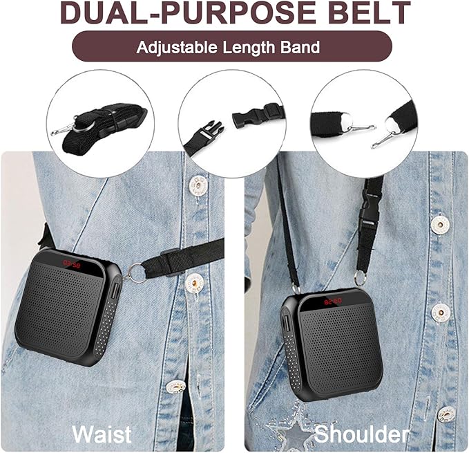 Portable Voice Amplifier for Teachers,Rechargeable Microphone for Teachers, Small Speaker Amplifier with Wired Microphone,Pa System for Outdoors, Teaching, Meeting, Presentation, etc(Black)