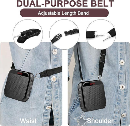 Portable Voice Amplifier for Teachers,Rechargeable Microphone for Teachers, Small Speaker Amplifier with Wired Microphone,Pa System for Outdoors, Teaching, Meeting, Presentation, etc(Black)