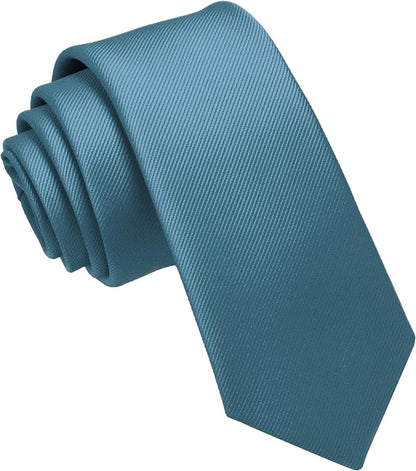 JEMYGINS 2.4" Solid Color Skinny Tie Slim Necktie for Men