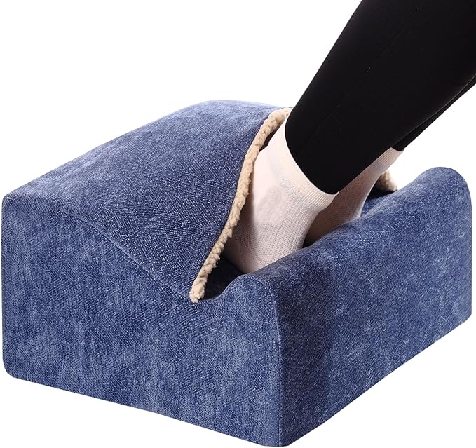 Foot Rest for Under Desk at Work,at Work Soft Ergonomic Footrest,Support Foot Pillow,Heel Chair,Leg Elevation Pillow,(Black) (Blue+)