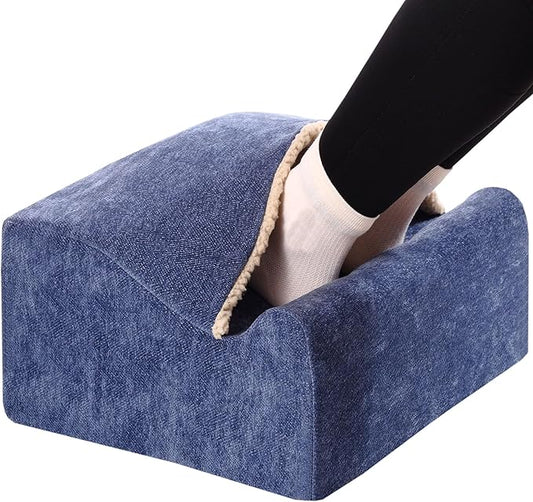 Foot Rest for Under Desk at Work,at Work Soft Ergonomic Footrest,Support Foot Pillow,Heel Chair,Leg Elevation Pillow,(Black) (Blue+)