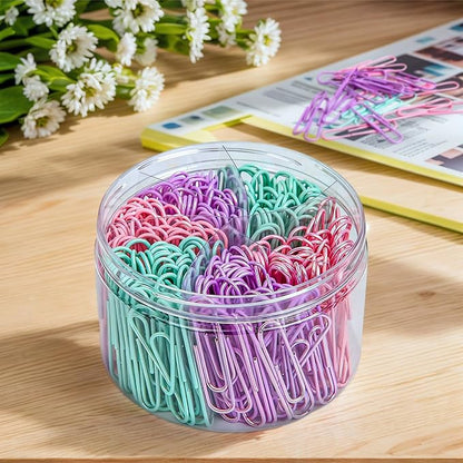 300psc 2 Inch Anti-Rust Metal Large Paper Clips in Macaron Purple, Pink & Green, Ideal for Office, Home & School Use, 50mm Jumbo Paper Clips, Cute Office Desk Supplies,