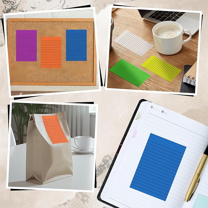 Yinder 6 Pack 180 Sheets Pastel Transparent Sticky Notes Translucent Clear Lined Self Sticky Note, Back to School Gifts for Bible Tabs, Book Tabs, School Supplies, Office, 4 x 6 Inch(Bright Color)