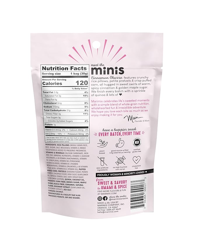 Marimix Mini Snack Mix - 6 pack (Mini Cinnamon Churro, 6 Pack)