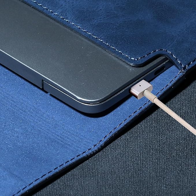 Leather Laptop Sleeve Compatible with MacBook Pro 16 Inch M4 M3 M2 M1 Pro/Max＆MacBook Air 15 Inch M4 M3 M2, Genuine Leather Protective Case Cover,Blue
