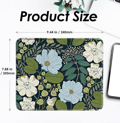 Square Mouse Pad with Stitched Edge, Premium Mousepad Washable Cloth. Computer Mouse Pad with Non-Slip Rubber Base, Mouse Pads for Computers Laptop Mouse 9.25x7.75x0.12 inch-Olive Floral-2 Pack