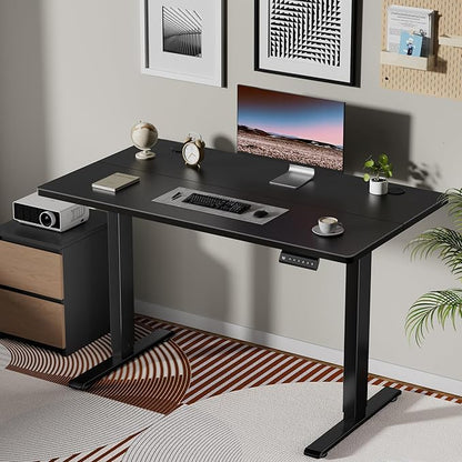 Dual Motor Electric Standing Desk Frame, Height Adjustable Table Legs for Max 90″ x 44″ Desktop with 330lbs Capacity, Ergonomic Sit Stand Up Desk Base for Home Office, Black Frame Only
