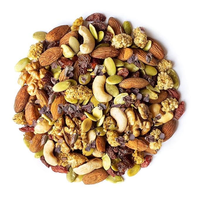 Food to Live - Organic Raw Munchies Snack Mix, 1 Pound - Raw and Non-GMO Snack Mix Contains Cacao Nibs, Raisins, Almonds, Cashews, Walnuts, Goji Berries, Mulberries, Pumpkin Seeds