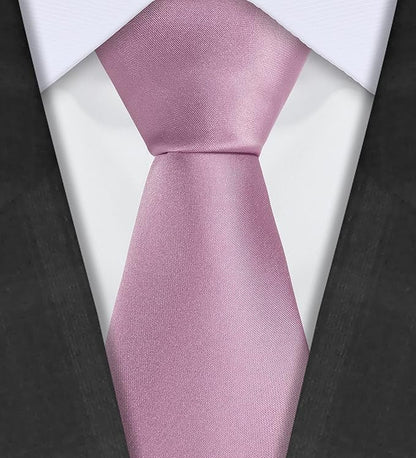 TIE G 5pcs Tie Set in WHITE OR BLACK GIFT BOX: Solid Color Necktie, Satin Bow Tie, Pocket Square, Lapel, Cuff Links