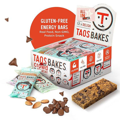Taos Bakes - Snack Bars - Protein Bars and Fiber packed Granola Bars - Gluten Free & Non-GMO - Healthy Snacks for Adults & Kids – Convenient Trail Mix Bars (1.8 Ounce (Pack of 7), Variety Pack)
