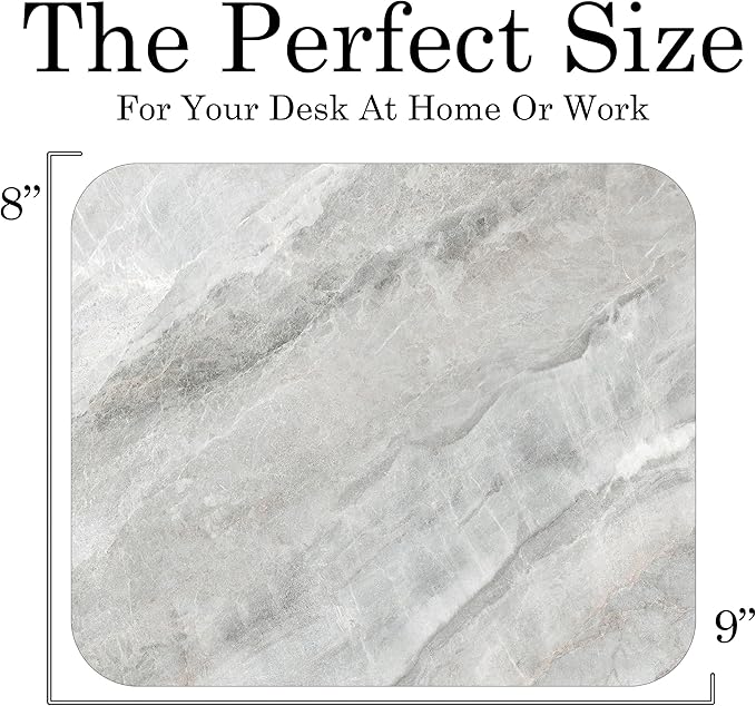 Gray Marble Agate Mouse Pad Mat Mousepad for Desk Computer Laptop PC Gaming Home or Office Gift Marbled Abstract (Gray MP25)