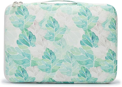 Kinmac 360° Heavy Duty Protective Laptop Computer Sleeve case Bag Cover with Handle for MacBook Pro 14 inch,14 inch-14.4 inch HP Lenovo Dell ASUS Acer Laptop (Green Leaf)