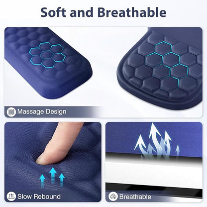 EYROZILL 3 in 1 Ergonomic Mousepad with Wrist Rest, Gaming Keyboard Mouse Pad with Wrist Support Non-Slip Base Massage Design, Pain Relief (Blue/Black)