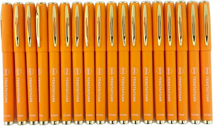 Fengtaiyuan Orange07P18, Orange Ink, FIne Point, 0.7mm, Gel Ink Rollerball Pens - Comfortable Non-Slip Grip, Quick-Drying Ink, 18-Piece Box (Orange07P18)