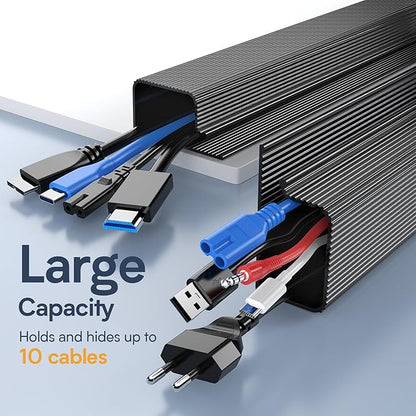 Delamu 157in Cable Management Under Desk, Safe & Tidy Under Desk Cable Management for Home & Office, Cord Organizer for Desks, Wire Organizer Kit,10 Pack Black