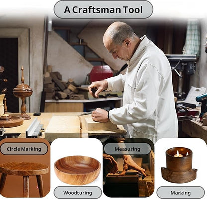clearly printed 10" circle center finder tool, protractor, and circle maker tool and compass for woodworking and wood turning. Find the center of timber or dowel with our center finder ruler.