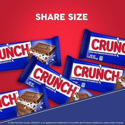 CRUNCH, Bulk 18 Pack, Milk Chocolate and Crisped Rice, Share Size Individually Wrapped Candy Bars, 2.75 oz Each