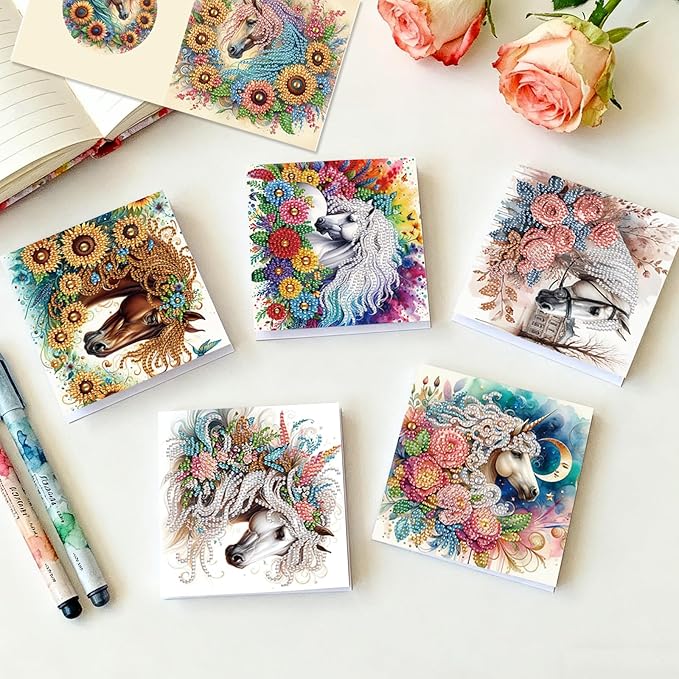 24 Pack DIY Diamond Art Greeting Cards Surprise, 5D Diamond Painting Card Kit with Envelopes for Adults, Handmade Crystal Rhinestone Art Card Craft Gift, Diamond Art Birthday Christmas Thank You Cards