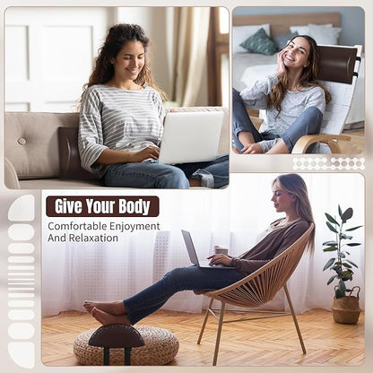 HOMBYS PU Leather Recliner Leg Rest Cushion, Bolster Foot Pillow for Legs, Recliner Foot Pillow, Multipurpose Half Moon Leg Pillow & Back Lumbar Support Cushion for Bed, Chair, Sofa-23"x10"x4"