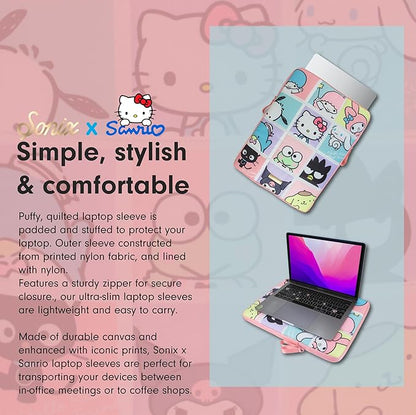 Sonix x Sanrio | Puffy Laptop Sleeve | 15-16 Inch, Quilted Pillow Puffer Laptop Carrying Case, Computer Sleeve | Hello Kitty Grid