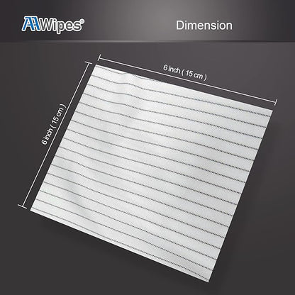 AAWipes Cleanroom Wipe Cloths (Grade A) - Safe Electrostatic Discharge (ESD) Polyester Wiper Special ESD-Safer Wiper Cloths Lint Free Static Dissipasive Wipers (6"x6") 100pcs