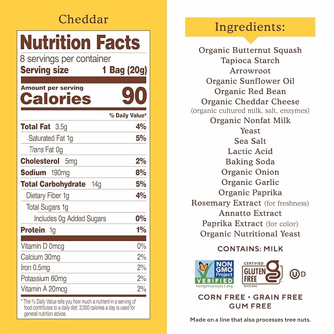 Simple Mills Pop Mmms Cheddar Baked Snack Pack Crackers, Healthy Halloween Snacks for Kids, Individual Packs, Gluten Free, 8 Ct (Pack of 4)