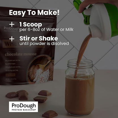 ProDough Gourmet Whey Isolate Hydrolized Protein Powder for Shake Mix- Easy Digest Enzyme Blend, 25g Protein per Serving, Natural Ingredients, Gluten Free, Keto Friendly (Rasberry Cheesecake)
