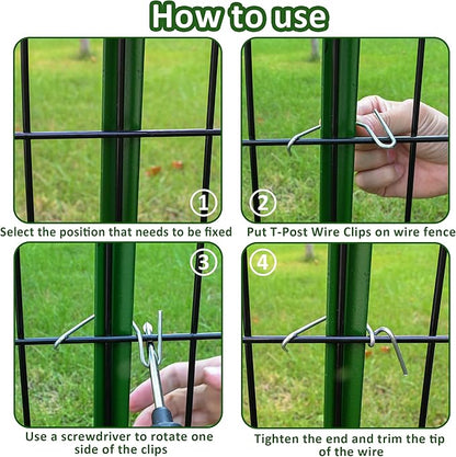 T-Post Clips Galvanized Steel Fence Clips 250 PCS 10 Gauge Convenient and Fast Installation Pre-Cut Fence Ties for T-Posts/U-Posts