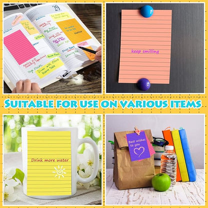 Yexiya 64 Pcs Lined Sticky Notes Self Stick Notes with Lines Bright Assorted Colors Sticky Pad for Home Office Products Post Memos, 1920 Sheets(4 x 6 Inch,Classic Color)