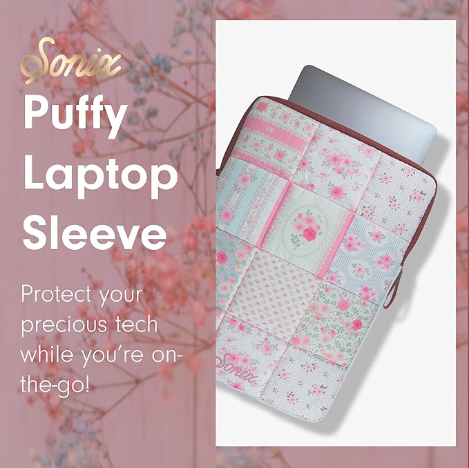 Sonix | Puffy Laptop Sleeve | 15-16 Inch, Quilted Pillow Puffer Laptop Carrying Case, Computer Sleeve | Patchwork Cottage