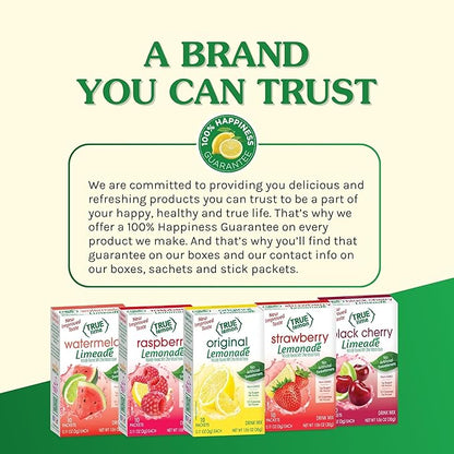 True Citrus Raspberry Flavored Lemonade Drink Mix, Non GMO, 10 Counts, 1.06 Ounces (Pack Of 12)