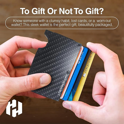 Hayvenhurst Wallet For Men - Reinvented Design Men's Wallet - Slim, Minimalistic & Seamless, Blocks RFID Scanners with a Cash Strap (Carbon Fiber) | Reinvented Design, Slim, Minimalistic, Seamless, Blocks RFID Scanners, Cash Strap