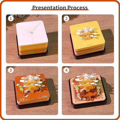 3D Calendar 2026 Time Piece Calendar 3D Memo Pad Tear Away Carving Art Notepad Paper Sculpture Artwork for Sticky Note Record DIY Christmas Gift Office Desktop Decoration-Laojun Mountain