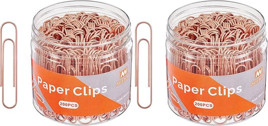 NEEWAY Rose Gold Paper Clips, 200 Count Large Size, 2 Inch Jumbo Paperclips, School and Office Supplies (Pack of 2)
