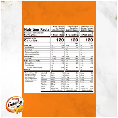 Goldfish Bold Mix Variety Pack Snack Crackers, 1 oz Snack Packs, 30 Ct Box