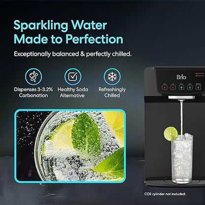 Brio Sparkling 600 Countertop Water Cooler 2 Stage Filter System & UV Water Sterilizer | Reduces PFAS & Microplastics | Instant Hot, Cold, Room Temperature and Sparkling Water Tank + Direct Water Line