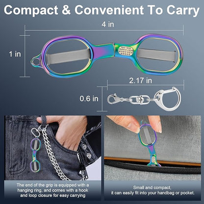 2 Pcs Folding Stainless Steel Portable Mini Travel Scissors, Safety Foldable Pocket Badge Small Scissors All Purpose with 2 Keychain for Travel, Home, Office, Craft, Sewing, Nurse Accessories (Color)
