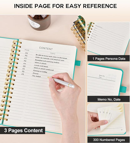 Large Spiral Notebook Journal for Women Men - 300 Numbered Lined Pages, College Ruled,B5 Hardcover Spiral Bound Notebook for School, Work, Note Taking, Writing, Leather Spiral Journal 7"x10"