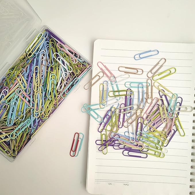 300 Pcs Paper Clips Medium Size PaperClips Assorted Colored for Clips Office Supplies Paperwork Office School and Personal Use