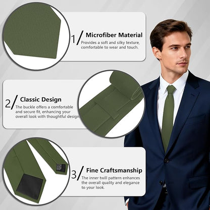Fineknot Black Ties for Men, Formal Neckties for Men, Solid Color Mens Ties for Business, Wedding, Party, Mens Neck Tie