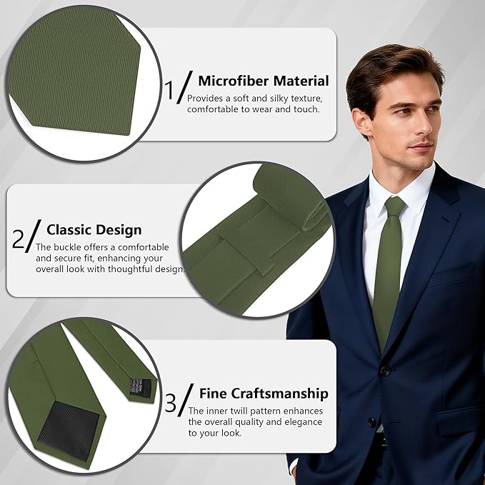Fineknot Black Ties for Men, Formal Neckties for Men, Solid Color Mens Ties for Business, Wedding, Party, Mens Neck Tie