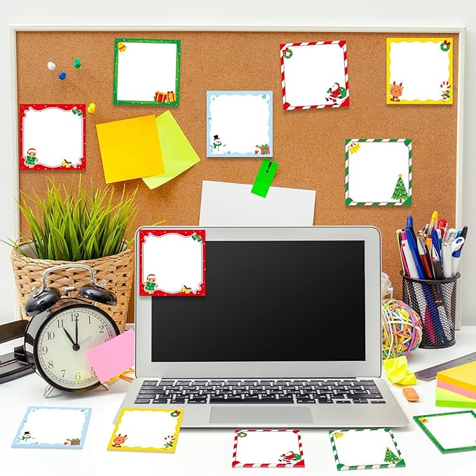 30 Pack Christmas Sticky Notes- 600 Sheets Xmas Notepads for Adult Appreciation Gifts Holiday Notes Message Reminder School Supplies