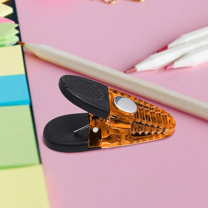 10 Magnetic Memo Holders Set - Large Clip, Plastic - TOrange