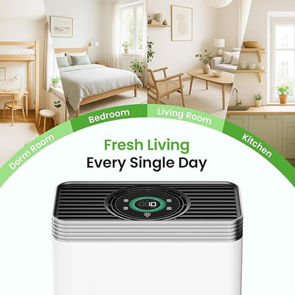 VUSIGN Air Purifier for Home Dorm Room up to 1110 ft², CADR 143 CFM, H13 HEPA Filter, Smart App Control, Auto Air Quality Sensor Display, Quiet Sleep Mode, for Pets Hair, Dust, Smoke, Odor