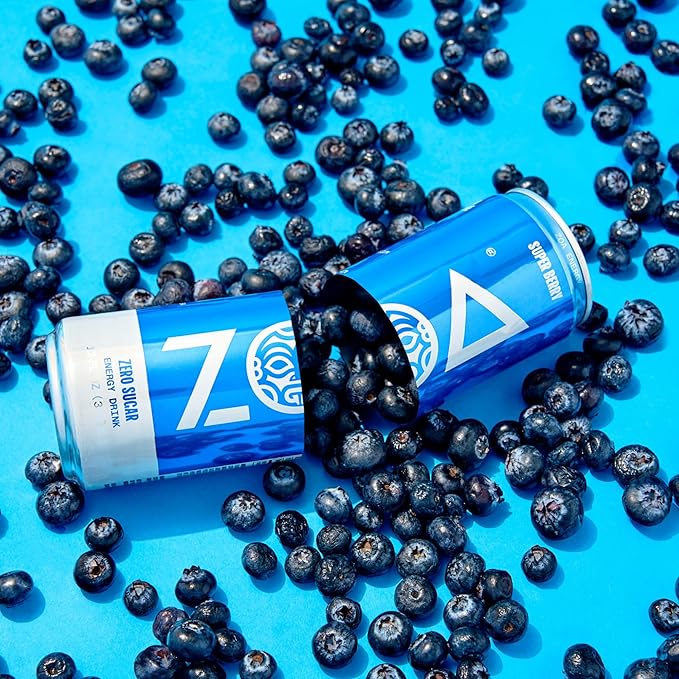 ZOA Zero Sugar Energy Drinks, Super Berry - Sugar Free with Electrolytes, Healthy Vitamin C, Amino Acids, Essential B-Vitamins, and Caffeine from Green Tea - 12 Fl Oz (12-Pack)