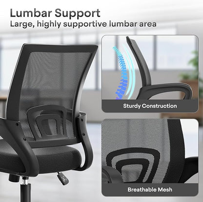 Athena Collection Office Chair - 330Lbs, 2 Packs Breathable Mesh Desk Chair Thickness Cushion with Lumbar Support & Armrest, Rolling Swivel Adjustable Tilt Lock for Home Office/Gaming, Bedroom Study
