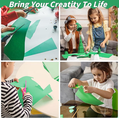 100 Sheets Green Colored Cardstock Thick Paper, 5 Colors Assorted Blue Colored Card Stock Paper 65lb/180gsm Perfect for Festive Decor DIY Greeting Cards Arts and Crafts