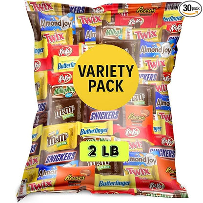 Bulk Assorted Fun-Size Chocolate Candy Mix – 2 lb Variety Bag – Individually Wrapped Fun-Size Treats Mini Chocolates for Parties, Candy Buffets, Office Snacks, Pinatas, Weddings & Holiday Celebrations