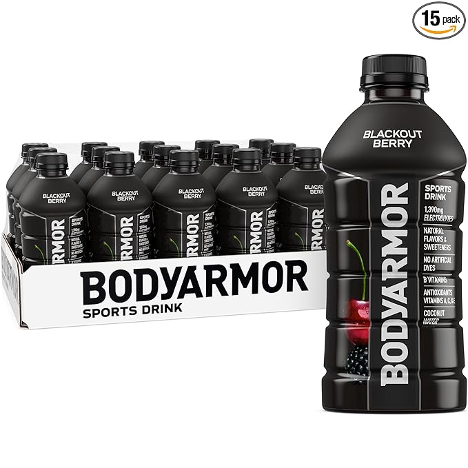 BODYARMOR Sports Drink Sports Beverage, Blackout Berry, Coconut Water Hydration, Natural Flavors With Vitamins, Potassium-Packed Electrolytes, Perfect For Athletes, 28 Fl Oz (Pack of 15)